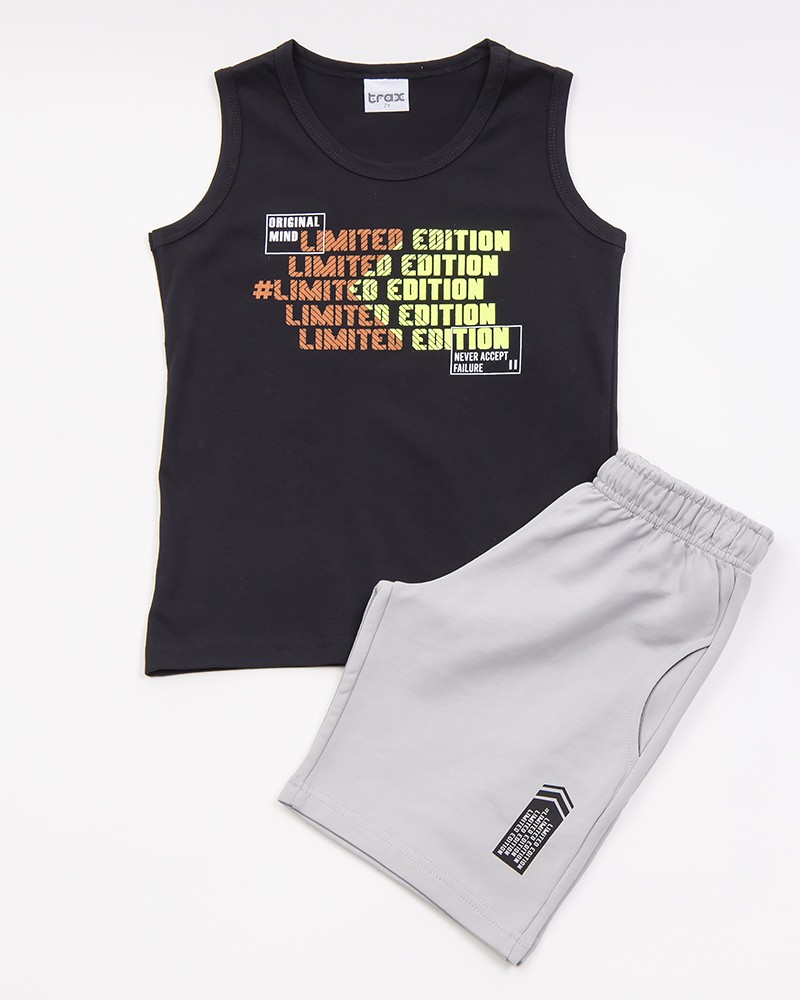 T-Shirt Μπλούζα Αμάνικη Edition Σετ Με Μακό Βερμούδα Αγόρι (6-16) –Μαύρο– 45316