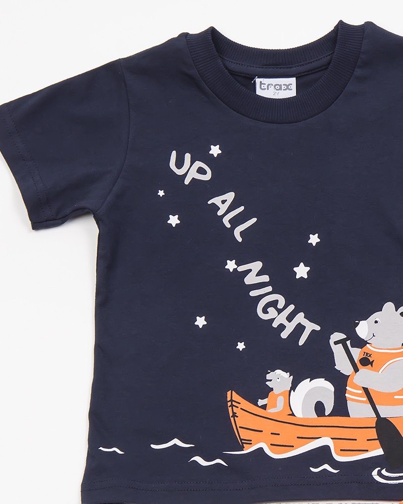 Σετ Βαμβακερή Πυτζάμα Με Τύπωμα Up All Night Αγόρι (1-6) –Μαρέν– 45492