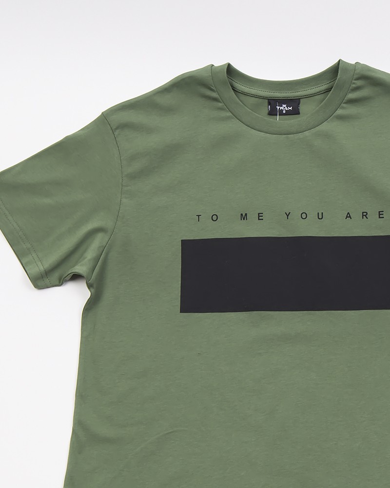 Μπλούζα T-Shirt Κοντομάνικη Με Στρογγυλή Λαιμόκοψη -Χακί- 45502
