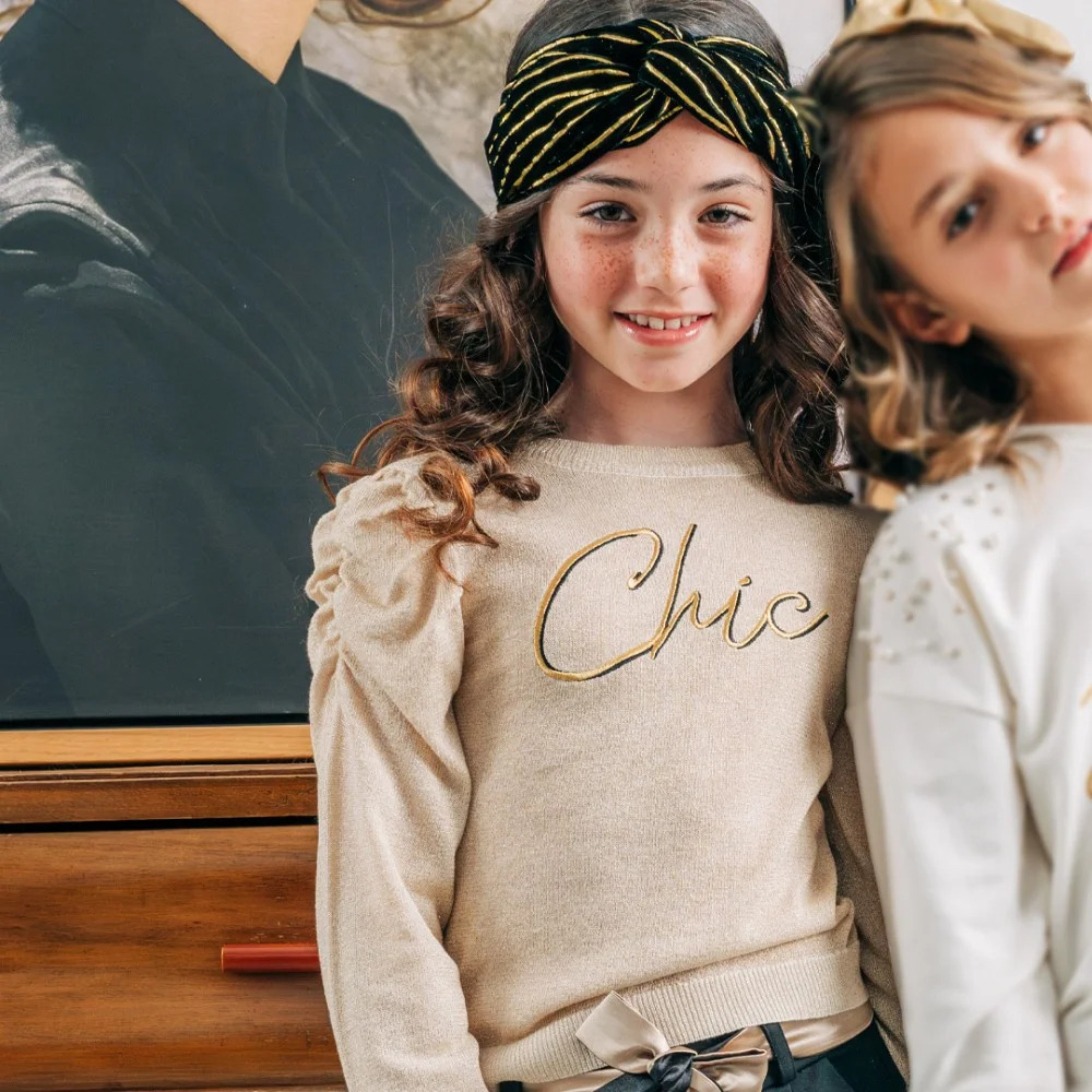 Εφηβική Boutique Πλεκτή Μπλούζα με Lurex Λάμψη Κορίτσι (6-16) -Χρυσό- 46-124270-6