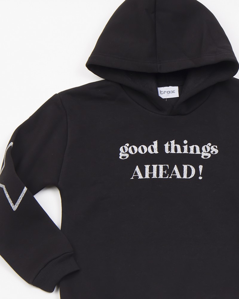 Εφηβική Μπλούζα Φούτερ Με Κουκούλα Good Things Κορίτσι (6-16) -Μαύρο- 46668