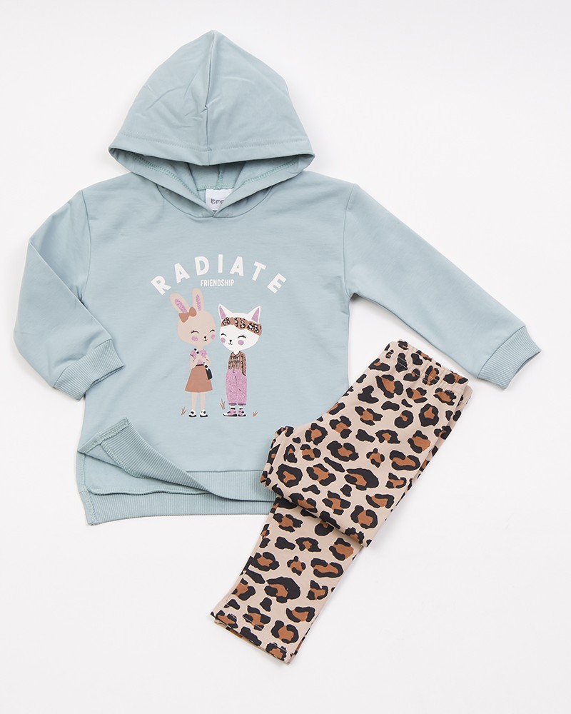 Παιδικό Σετ Κολάν Φούτερ Με Κουκούλα Και Τύπωμα Radiate Κορίτσι (2-6) -Άκουα- 46719