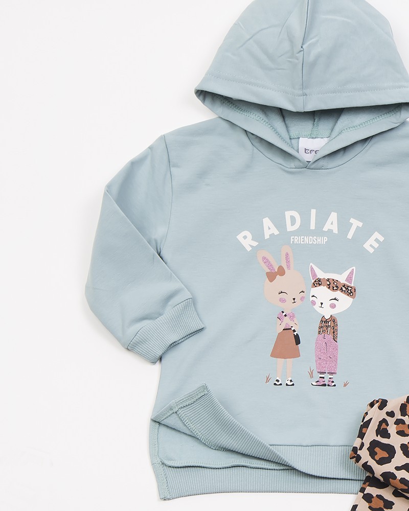 Παιδικό Σετ Κολάν Φούτερ Με Κουκούλα Και Τύπωμα Radiate Κορίτσι (2-6) -Άκουα- 46719