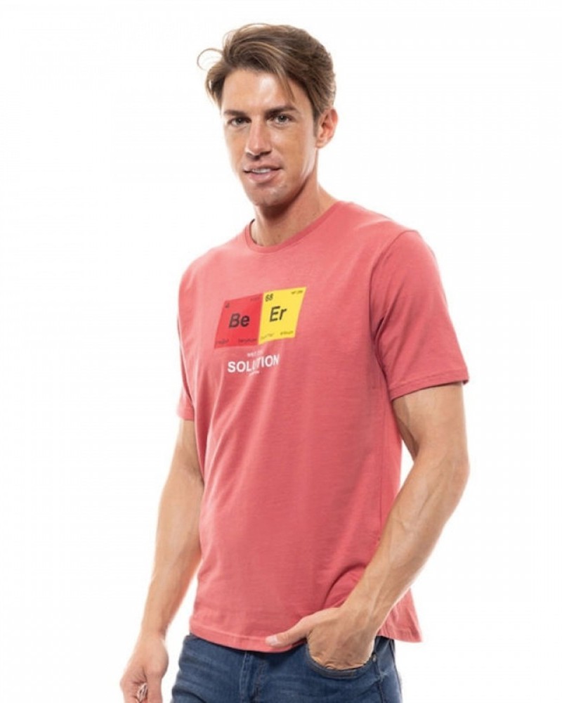 Ανδρική T-Shirt Fashion Κοντομάνικη Μπλούζα Με Τύπωμα Beer Biston –Κοραλλί- 47-206-022