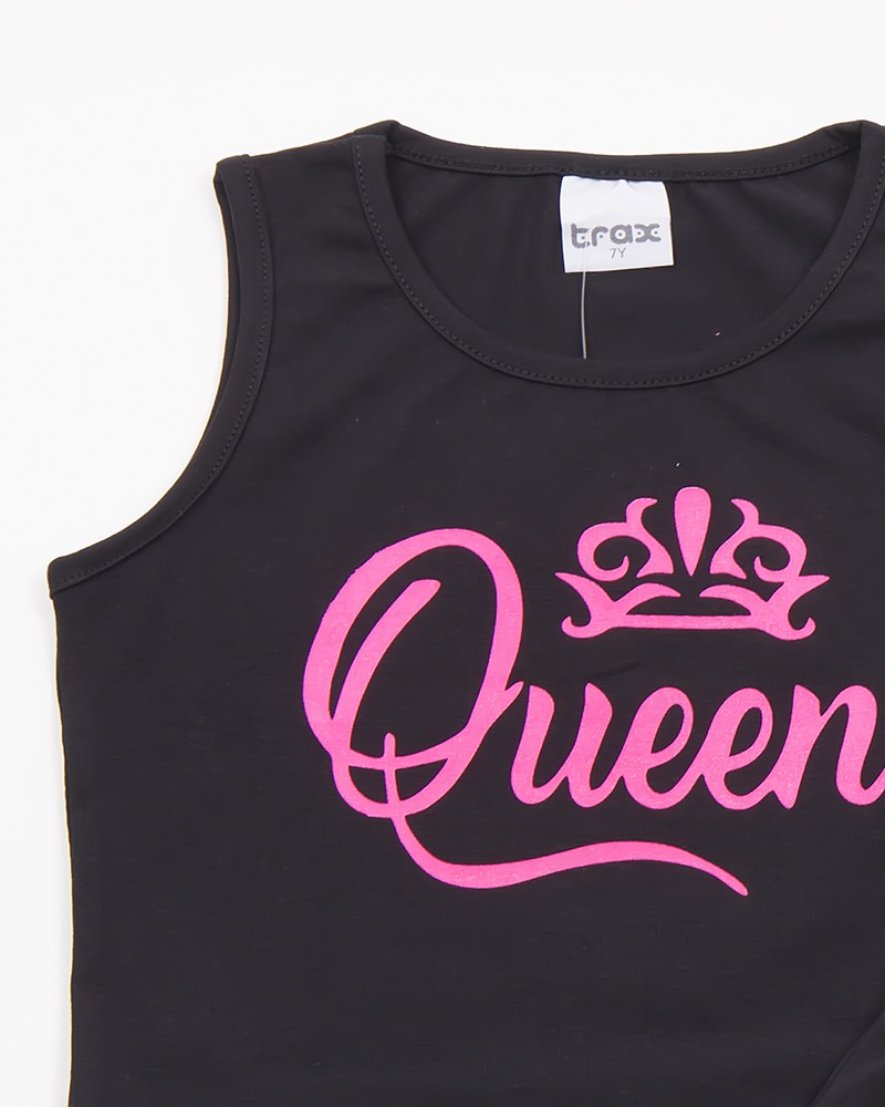Εφηβικό Σετ με Μπλούζα Αμάνικο Queen Και Σορτς Κορίτσι (8-16) -Μαύρο- 47142