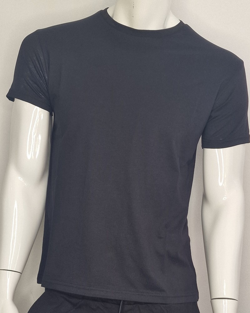Ανδρική Μακό Μπλούζα T-Shirt Μονόχρωμη -Μαύρο- 47501
