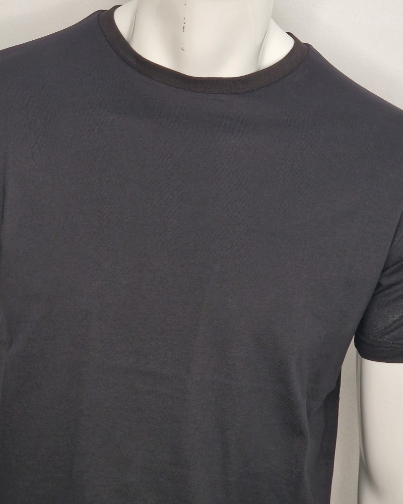 Ανδρική Μακό Μπλούζα T-Shirt Μονόχρωμη -Μαύρο- 47501