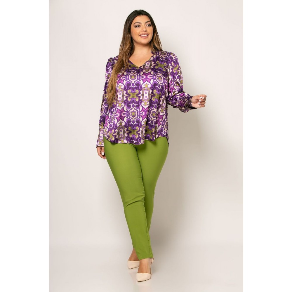 Μπλούζα Piero Σατέν με V Λαιμόκοψη Plus Size -Μωβ/Μπεζ- 48422.3032 Μπλούζα Piero Σατέν με V Λαιμόκοψη Plus Size -Μωβ/Μπεζ- 48422.3032