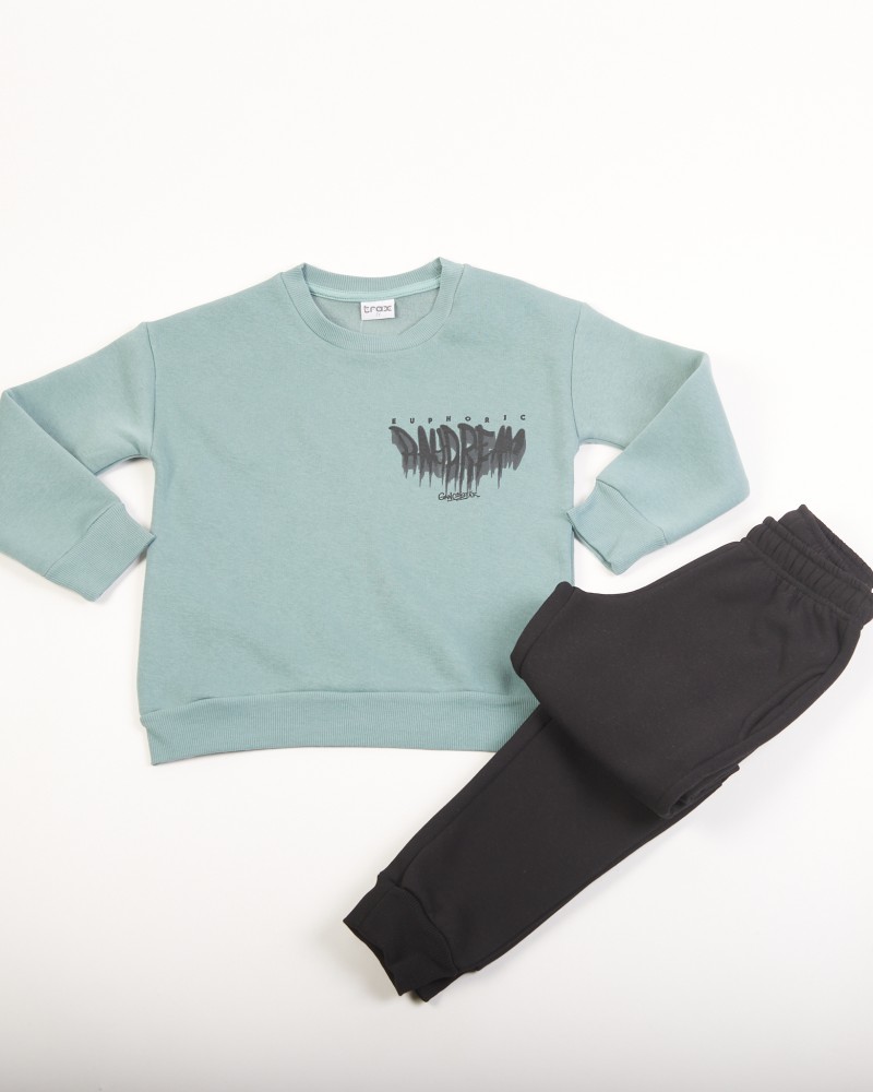 Εφηβικό Σετ Φούτερ Φόρμα με Τύπωμα Day Dream για Αγόρι (6-16) -Μέντα-