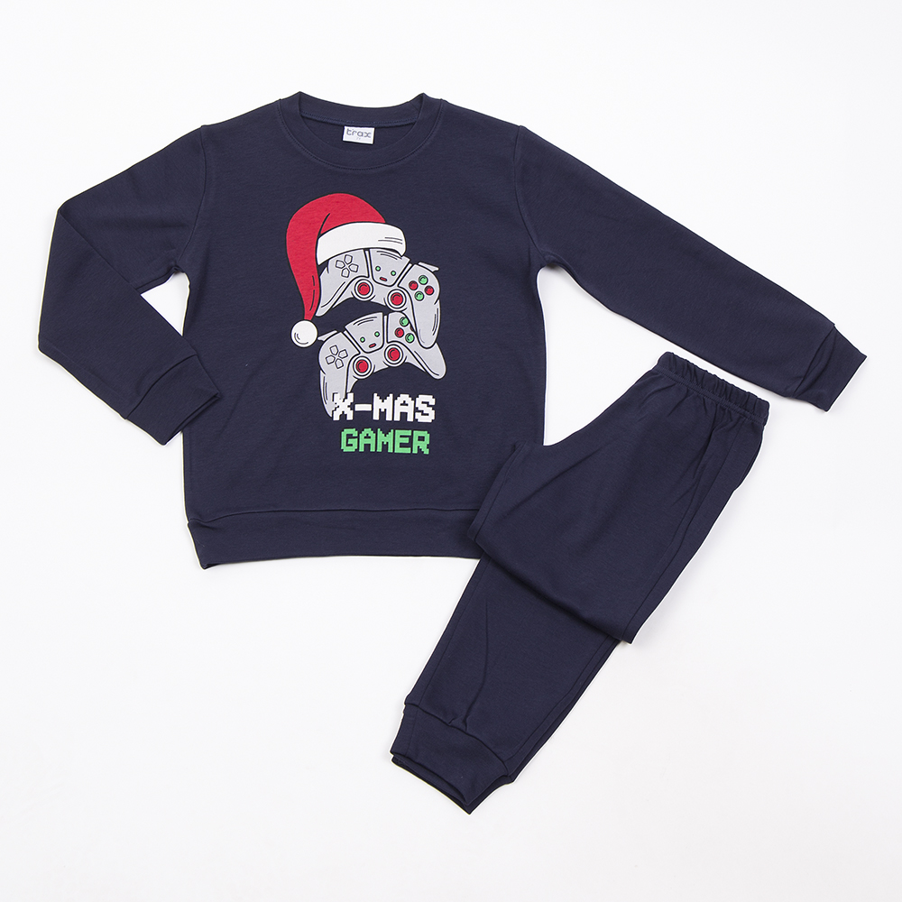 Εφηβική Βαμβακερή Πιτζάμα Χριστουγεννιάτικη Με Τύπωμα Gamer (8-16) -Μπλέ- 48895 Εφηβική Βαμβακερή Πιτζάμα Χριστουγεννιάτικη Με Τύπωμα Gamer (8-16) -Μπλέ- 48895