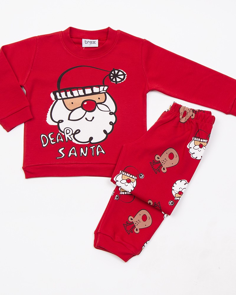 Παιδική Βαμβακερή Πιτζάμα Χριστουγεννιάτικη Bear Santa (2-6) -Κόκκινο- 