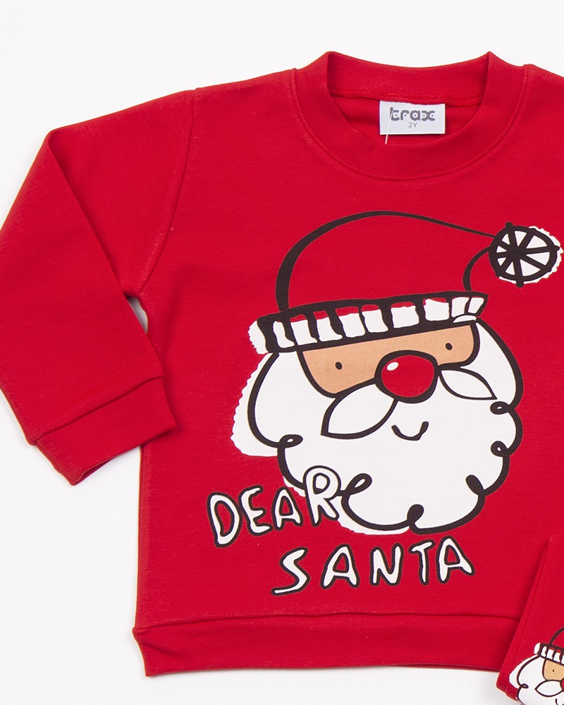 Παιδική Βαμβακερή Πιτζάμα Χριστουγεννιάτικη Bear Santa (2-6) -Κόκκινο- 
