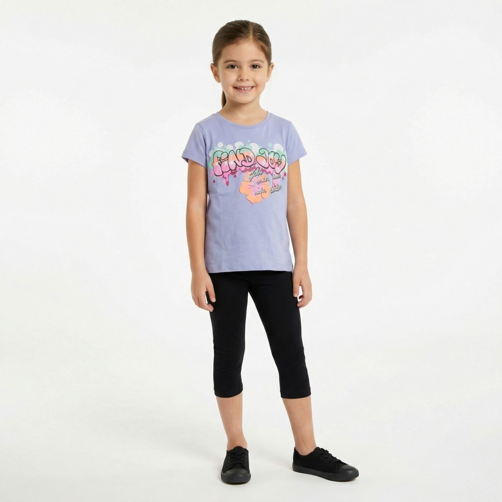 Εφηβικό Σετ με Μπλούζα Find Joy Και Κολάν Κάπρι Κορίτσι (6-16) -Μύρτιλο- 49112