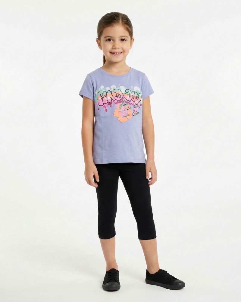 Εφηβικό Σετ με Μπλούζα Find Joy Και Κολάν Κάπρι Κορίτσι (6-16) -Μύρτιλο- 