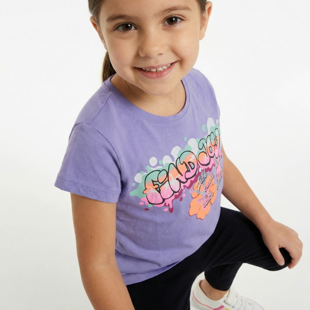 Εφηβικό Σετ με Μπλούζα Find Joy Και Κολάν Κάπρι Κορίτσι (6-16) -Μύρτιλο- 49112