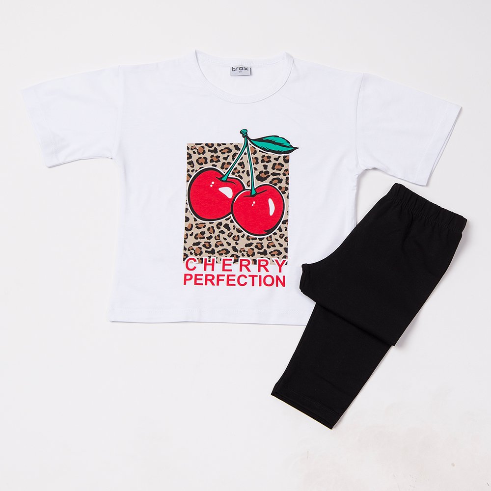 Εφηβικό Μακό Σετ με Μπλούζα Cherry Και Κολάν Κορίτσι (6-16) -Λευκό- 49113