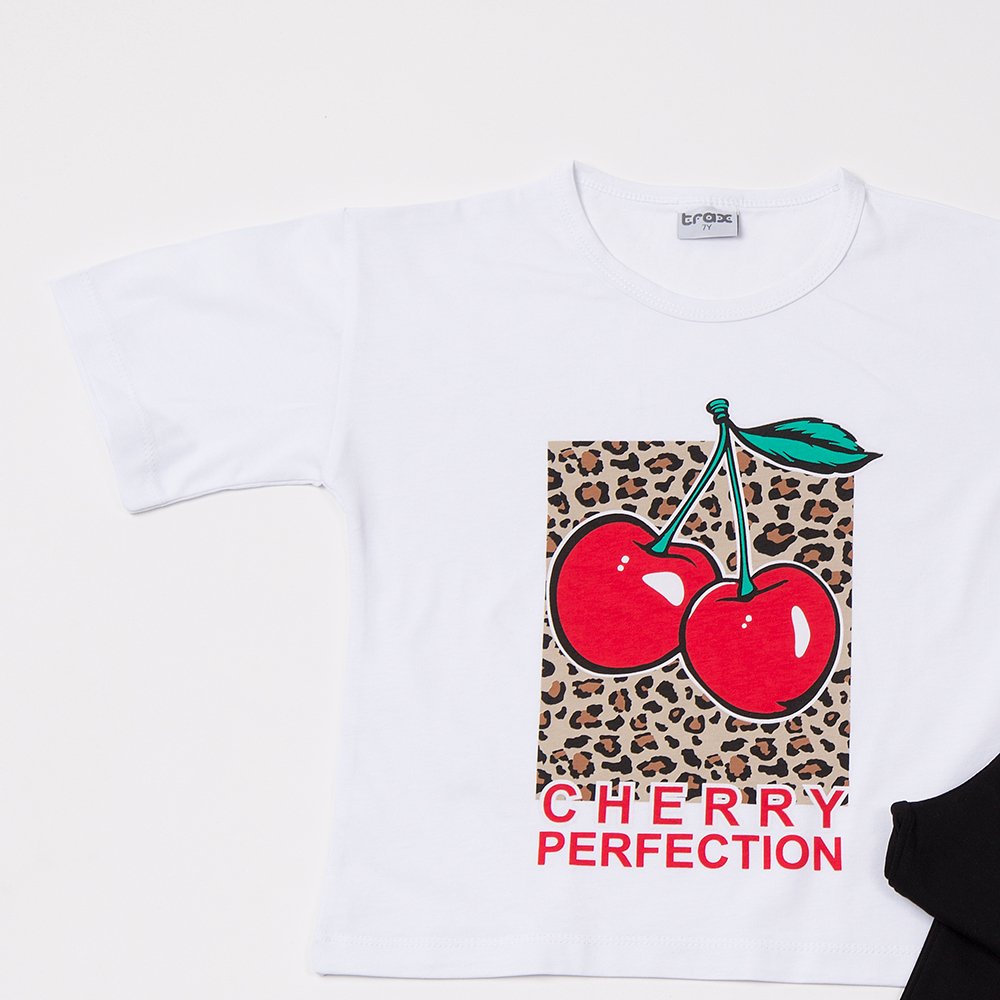 Εφηβικό Μακό Σετ με Μπλούζα Cherry Και Κολάν Κορίτσι (6-16) -Λευκό- 49113