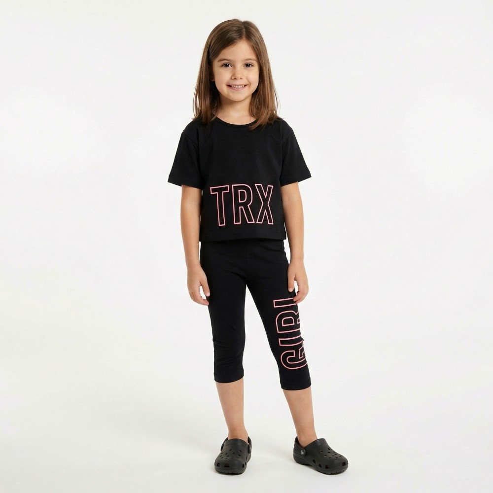 Εφηβικό Μακό Σετ με Μπλούζα Girl Και Κολάν Κάπρι Κορίτσι (6-16) -Μαύρο- 49116