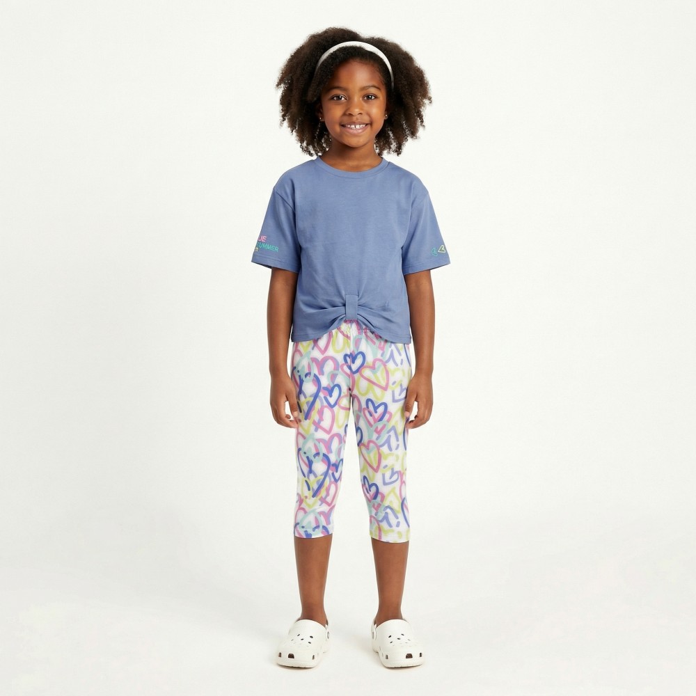 Εφηβικό Σετ με Μπλούζα Και Κολάν Κάπρι Καρδούλες Κορίτσι (6-16) -Μύρτιλο- 49119