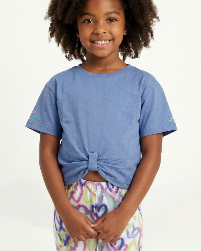 Εφηβικό Σετ με Μπλούζα Και Κολάν Κάπρι Καρδούλες Κορίτσι (6-16) -Μύρτιλο- 