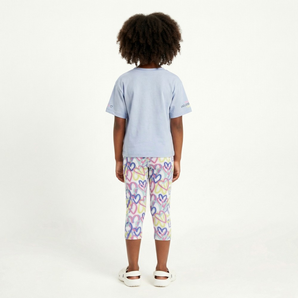 Εφηβικό Σετ με Μπλούζα Και Κολάν Κάπρι Καρδούλες Κορίτσι (6-16) -Μύρτιλο- 49119