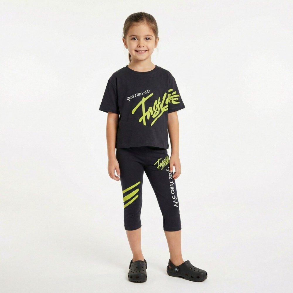 Εφηβικό Μακό Σετ με Μπλούζα Και Κολάν Κάπρι Κορίτσι (6-16) -Γραφίτη- 49121 