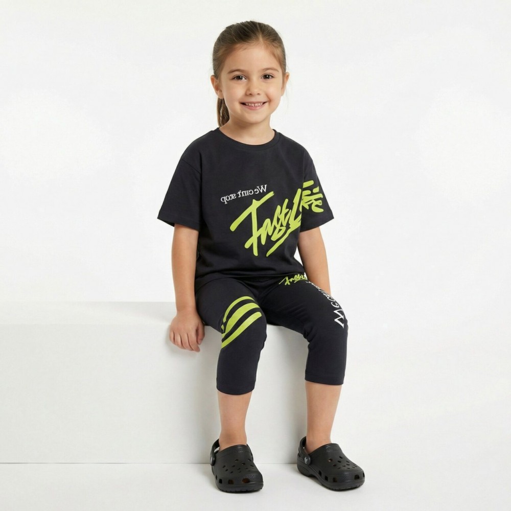 Εφηβικό Μακό Σετ με Μπλούζα Και Κολάν Κάπρι Κορίτσι (6-16) -Γραφίτη- 49121 