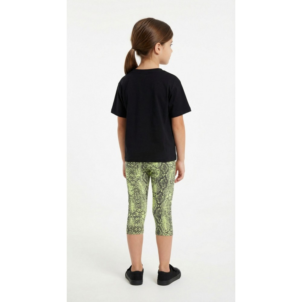 Εφηβικό Σετ με Μπλούζα Simple Life Και Κολάν Κάπρι Κορίτσι (6-16) -Μαύρο- 49122