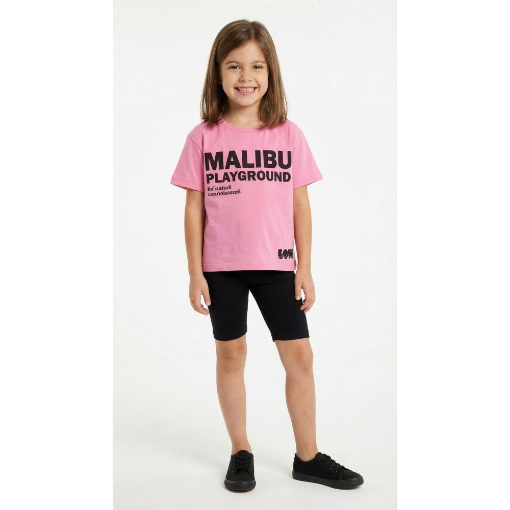 Εφηβικό Σετ με Μπλούζα Malibu Και Σορτς Ποδηλατικό Κορίτσι (6-16) -Ροζ- 49125