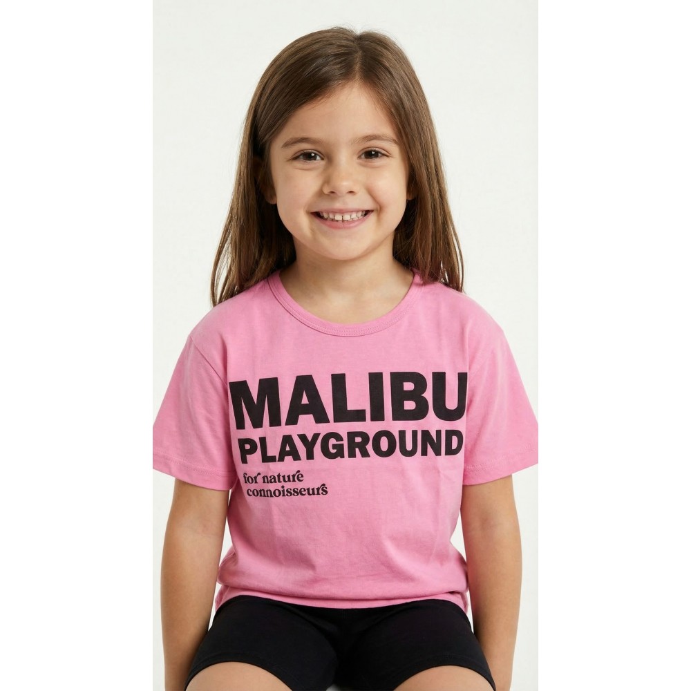 Εφηβικό Σετ με Μπλούζα Malibu Και Σορτς Ποδηλατικό Κορίτσι (6-16) -Ροζ- 49125