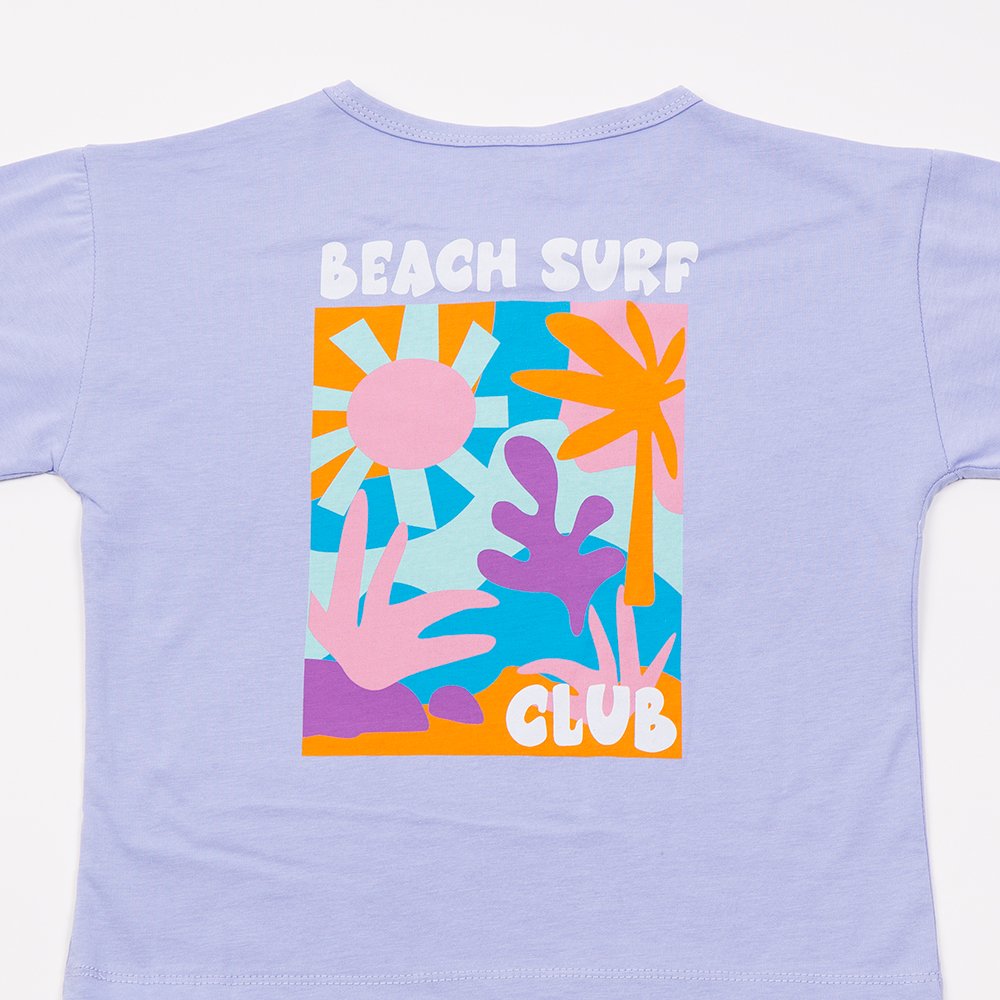 Εφηβικό Σετ με Μπλουζάκι Beach Surf Και Σορτς Ποδηλατικό Κορίτσι (6-16) -Λιλά- 49126