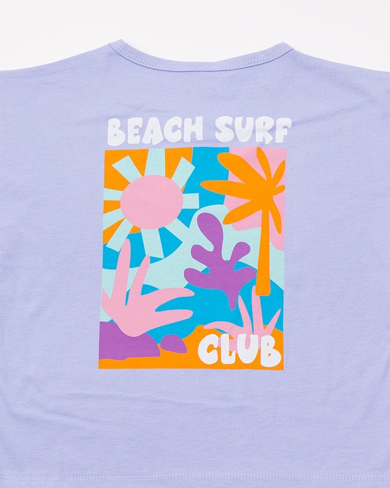 Εφηβικό Σετ με Μπλουζάκι Beach Surf Και Σορτς Ποδηλατικό Κορίτσι (6-16) -Λιλά- 