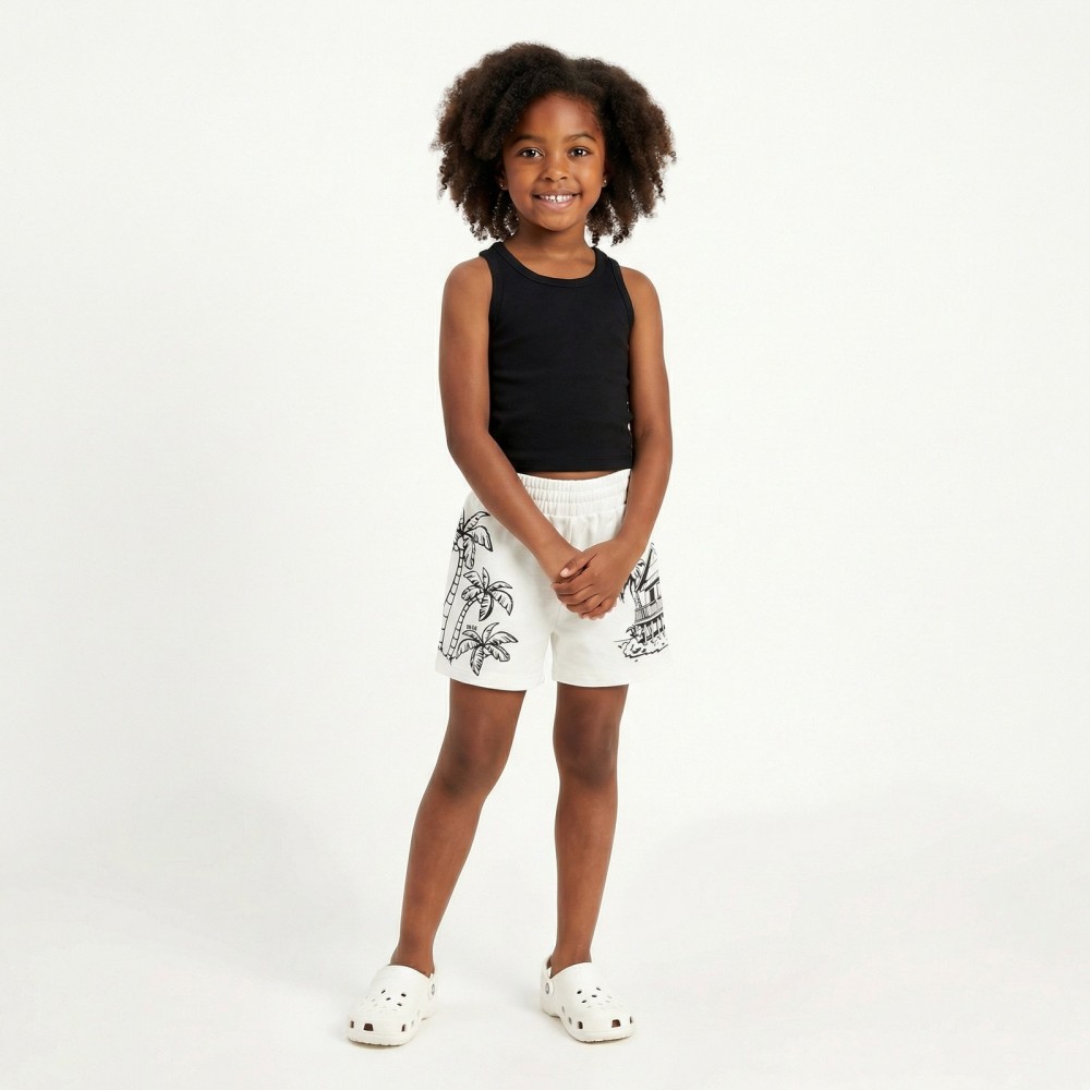 Εφηβικό Σετ με Μπλουζάκι Αμάνικη Και Σορτς Tropical Κορίτσι (6-16) -Μαύρο- 