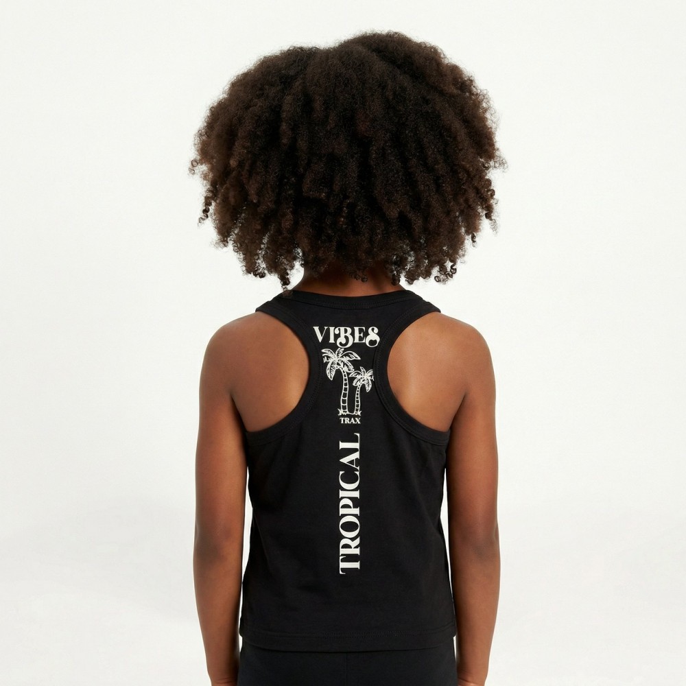 Εφηβικό Σετ με Μπλουζάκι Αμάνικη Και Σορτς Tropical Κορίτσι (6-16) -Μαύρο- 