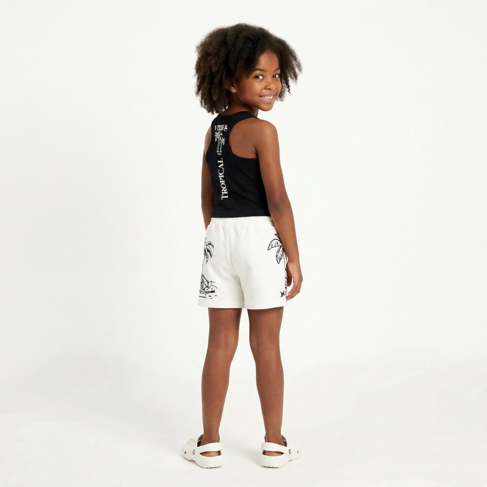 Εφηβικό Σετ με Μπλουζάκι Αμάνικη Και Σορτς Tropical Κορίτσι (6-16) -Μαύρο- 49135