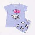 Παιδική Βαμβακερή Πιζάμα με Τύπωμα Panda για Κορίτσι (2-6) -Λεβάντα- 