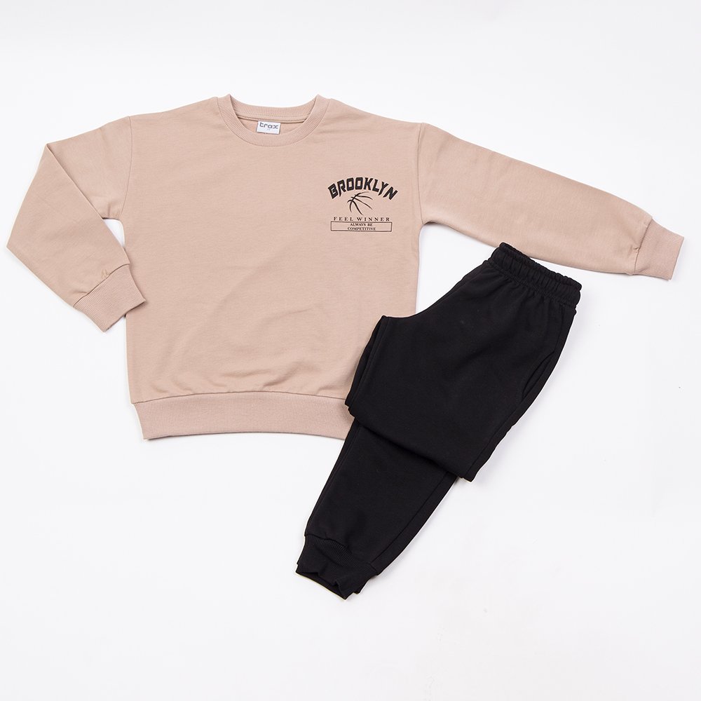 Εφηβικό Σετ Φούτερ Φόρμα Εποχής με Τύπωμα Brooklyn Αγόρι (6-16) -Άμμου- 49308