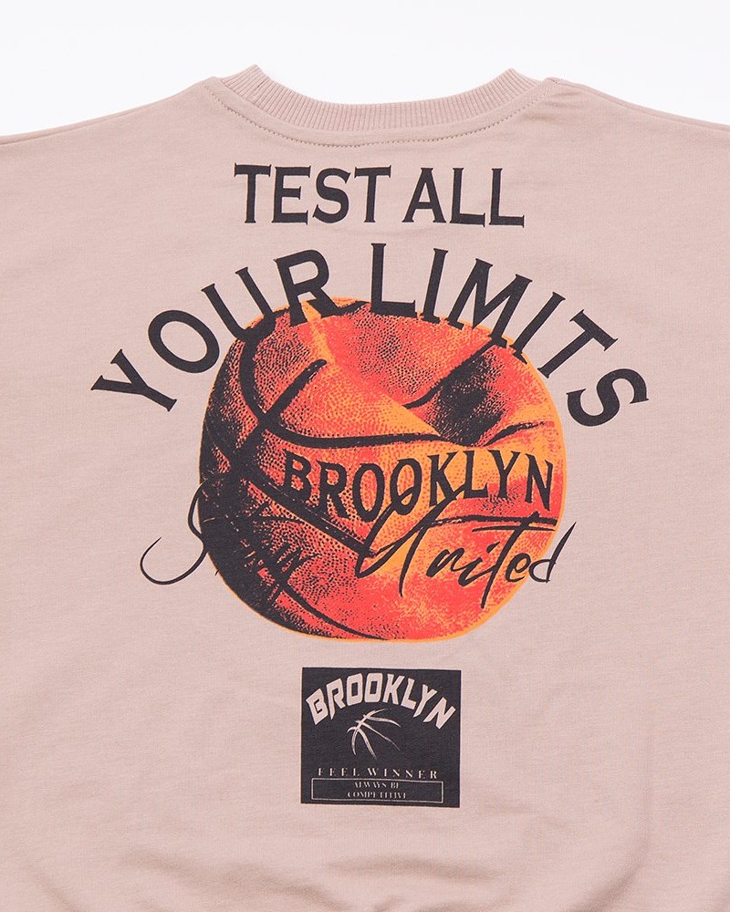 Εφηβικό Σετ Φούτερ Φόρμα Εποχής με Τύπωμα Brooklyn Αγόρι (6-16) -Άμμου- 