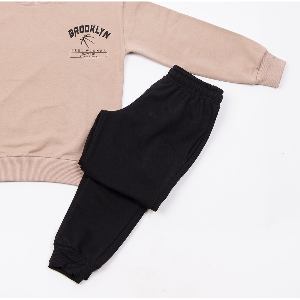 Εφηβικό Σετ Φούτερ Φόρμα Εποχής με Τύπωμα Brooklyn Αγόρι (6-16) -Άμμου- 49308