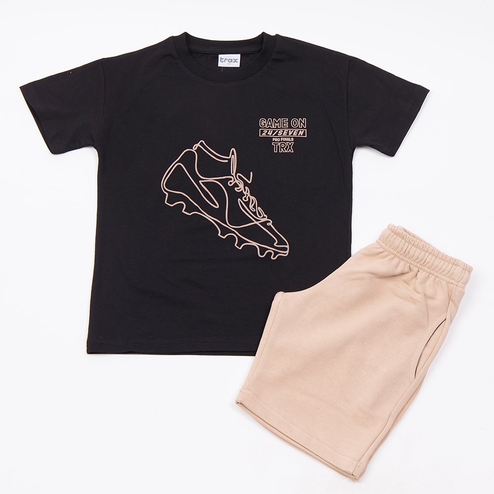 Εφηβικό Σετ Μακό με Μπλούζα Game On και Βερμούδα Αγόρι (6-16) –Μαύρο– 49321