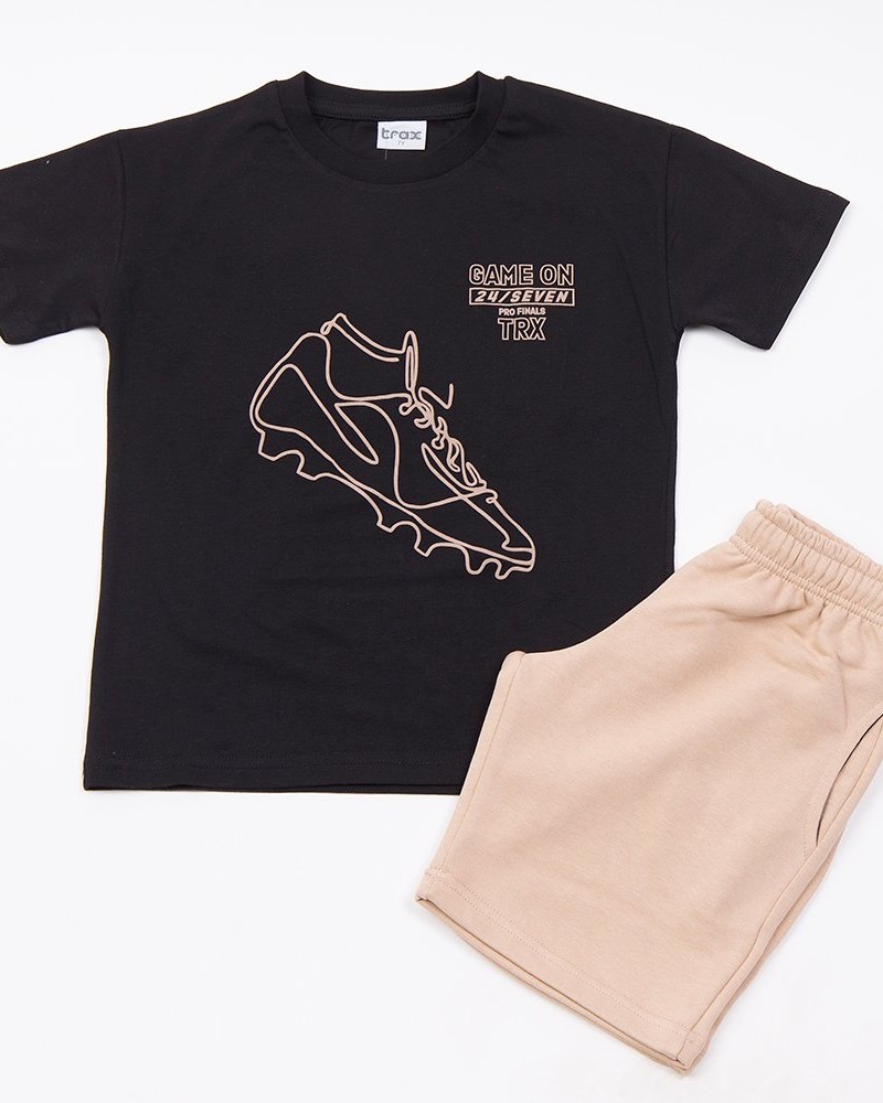 Εφηβικό Σετ Μακό με Μπλούζα Game On και Βερμούδα Αγόρι (6-16) –Μαύρο– 