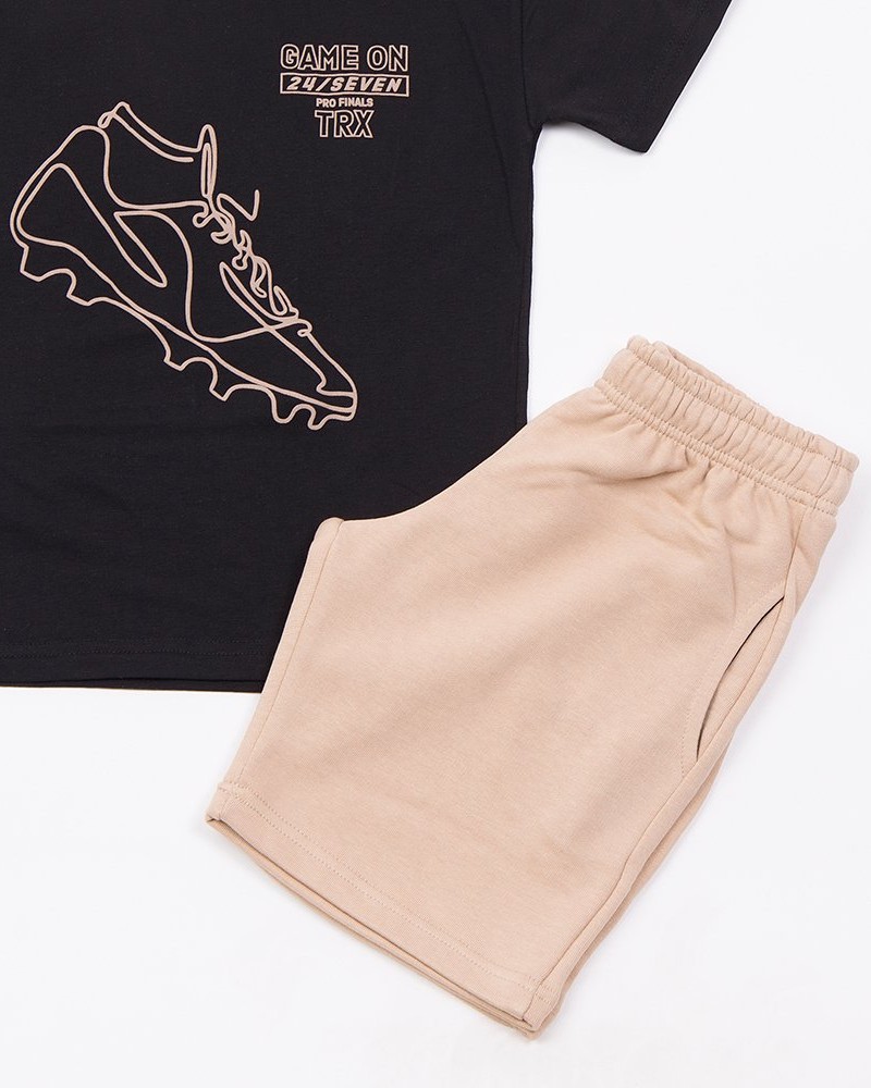 Εφηβικό Σετ Μακό με Μπλούζα Game On και Βερμούδα Αγόρι (6-16) –Μαύρο– 