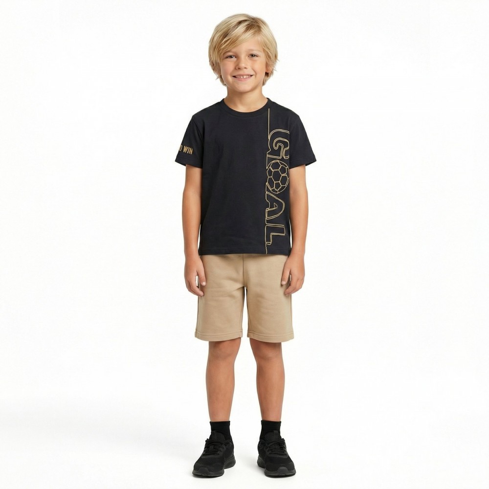 Εφηβικό Σετ Μακό με Μπλούζα Goal Ποδόσφαιρο και Βερμούδα Αγόρι (6-16) –Γραφίτη– 49324