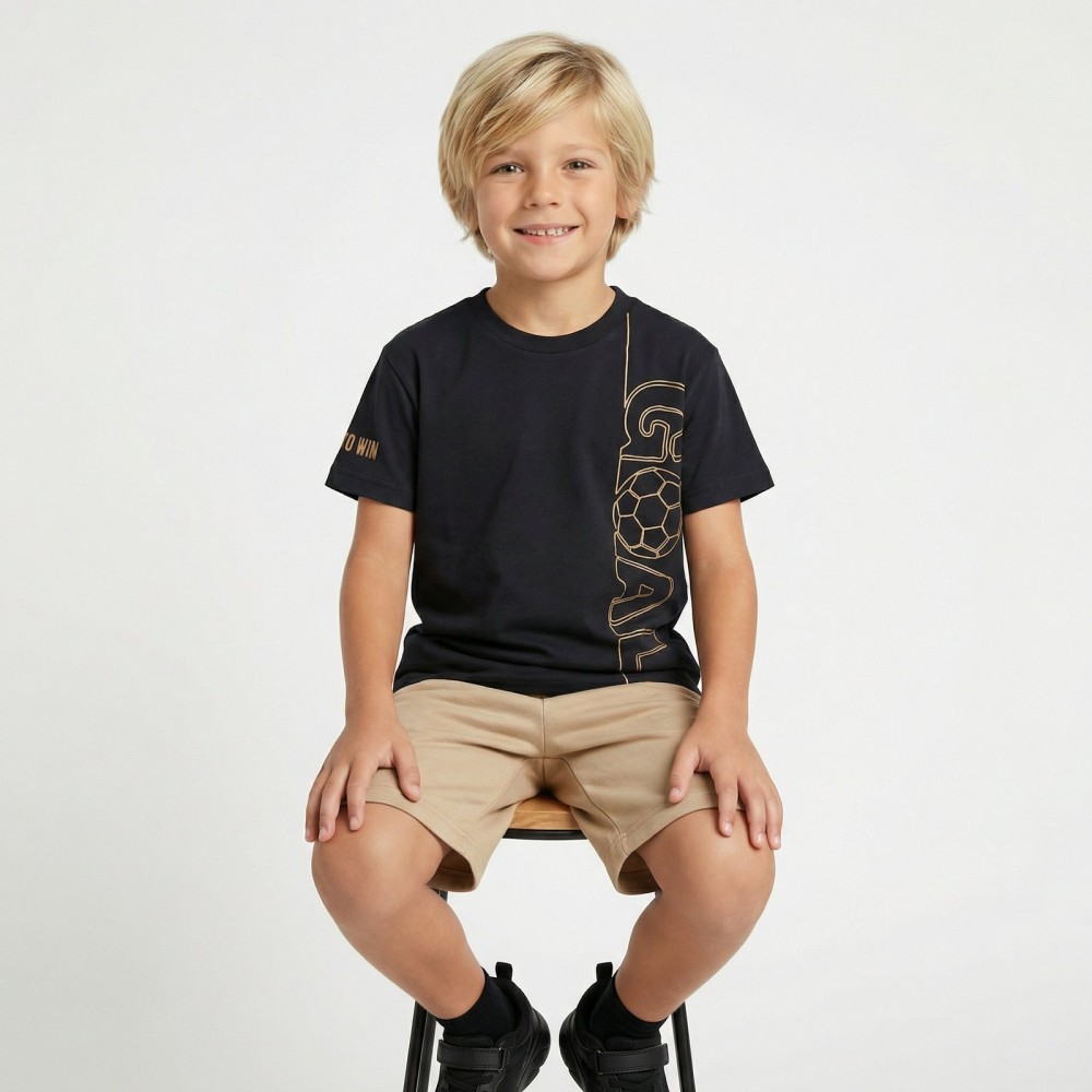 Εφηβικό Σετ Μακό με Μπλούζα Goal Ποδόσφαιρο και Βερμούδα Αγόρι (6-16) –Γραφίτη– 49324