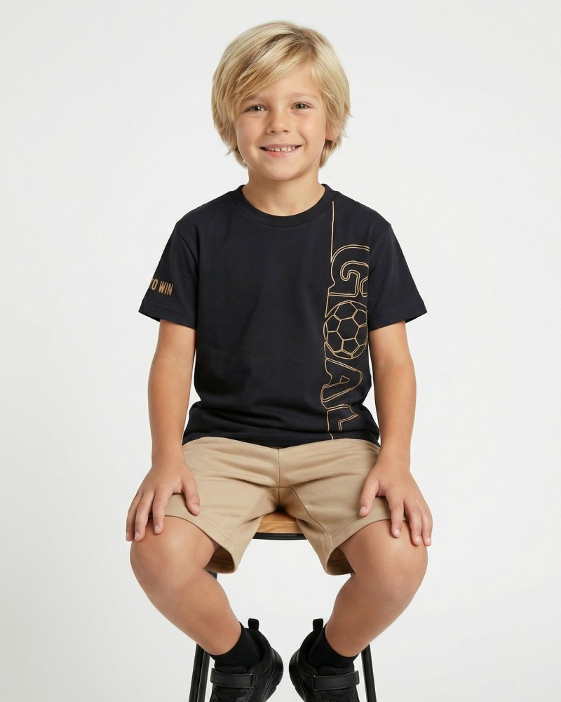 Εφηβικό Σετ Μακό με Μπλούζα Goal Ποδόσφαιρο και Βερμούδα Αγόρι (6-16) –Γραφίτη– 