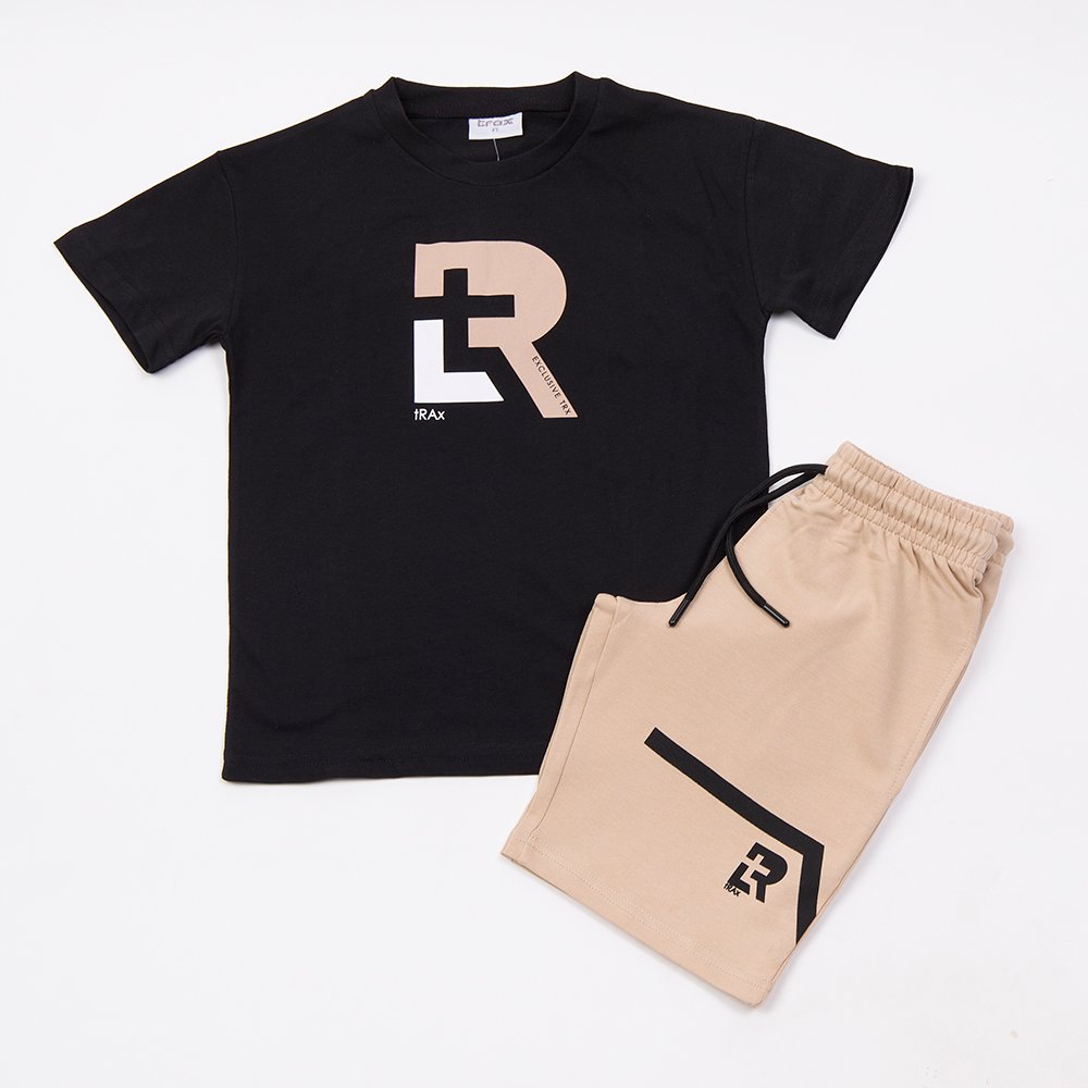 Εφηβικό Σετ Μακό Μπλούζα με Τύπωμα και Βερμούδα Αγόρι (6-16) –Μαύρο– 49346