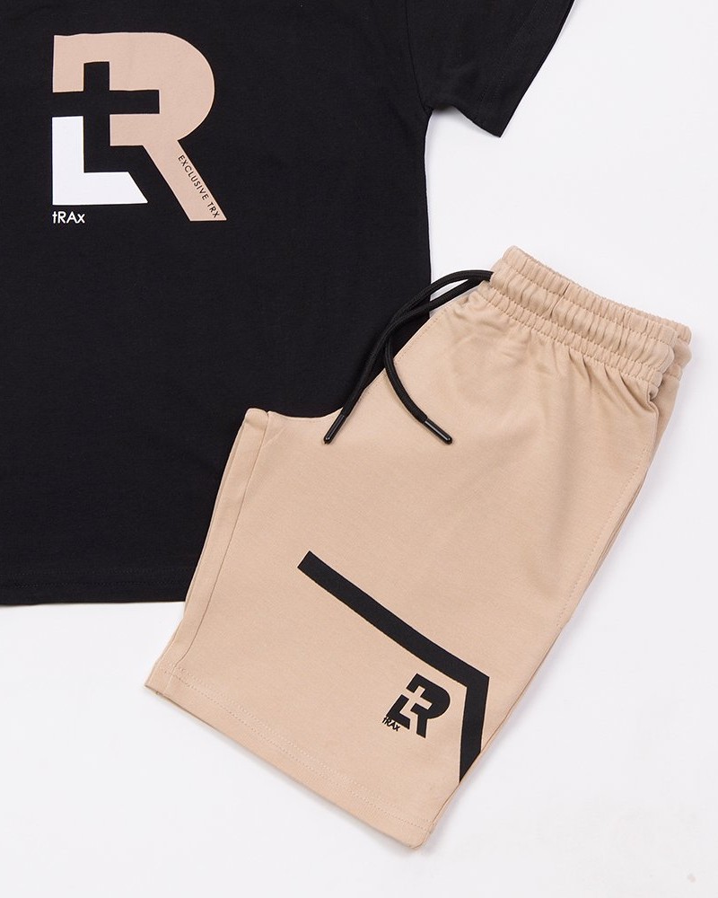 Εφηβικό Σετ Μακό Μπλούζα με Τύπωμα και Βερμούδα Αγόρι (6-16) –Μαύρο– 