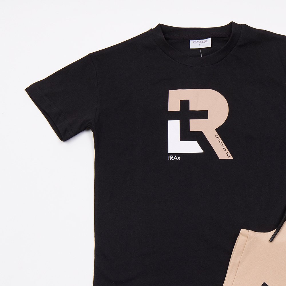 Εφηβικό Σετ Μακό Μπλούζα με Τύπωμα και Βερμούδα Αγόρι (6-16) –Μαύρο– 49346