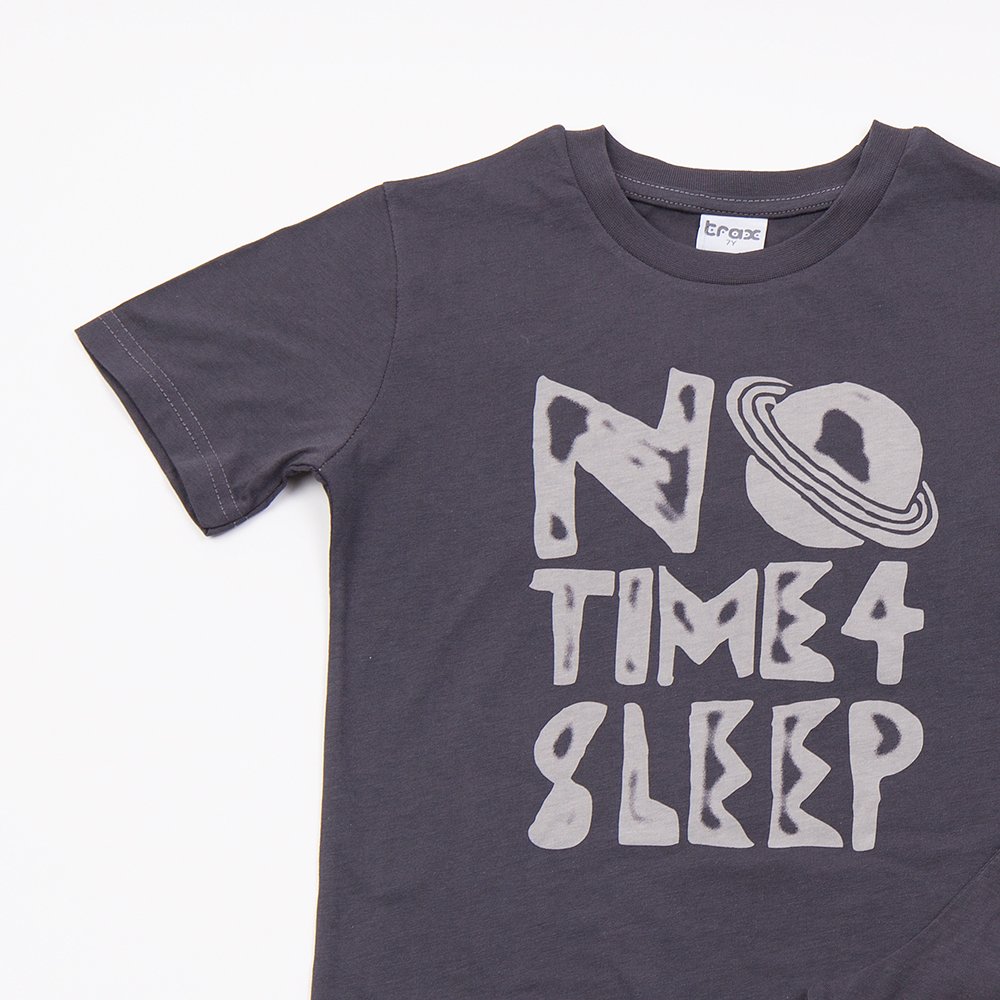 Εφηβική Βαμβακερή Πιτζάμα Με Τύπωμα No Time 4 Sleep Αγόρι (6-16) -Γραφίτη- 49390