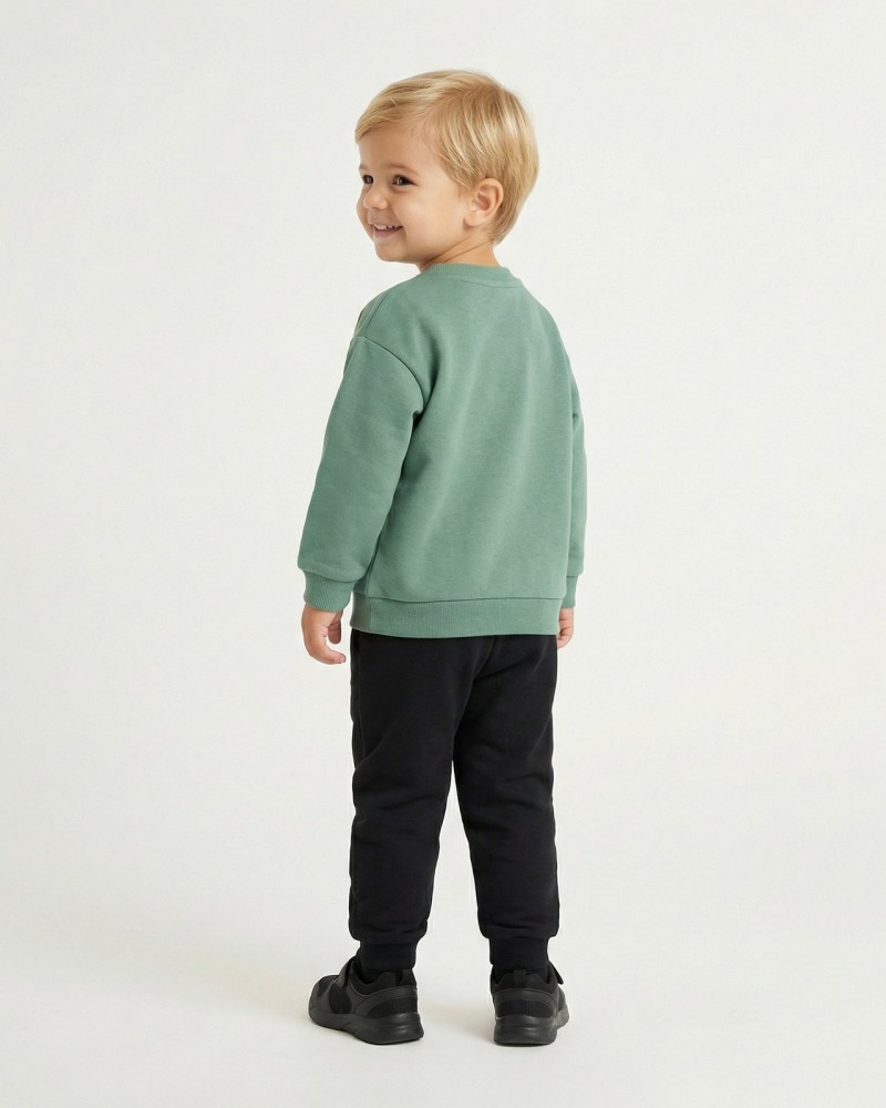 Παιδικό Σετ Φούτερ Φόρμα Εποχής με Τύπωμα Κροκοδειλάκι Αγόρι (2-6) -Μέντα- 